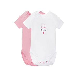 LUPILU® Dievčenské body pre bábätká s krátkym rukávom, 2 kusy (74/80, ružová / biela)