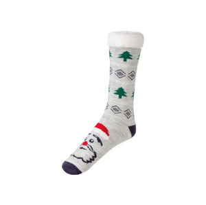 LIVERGY® Pánske vianočné ponožky s plyšovou podšívkou (43/46, šedá)
