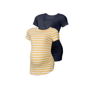 ESMARA® Dámske tehotenské tričko, 2 kusy  (XS (32/34), pruhy / námornícka modrá )