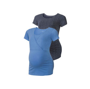 ESMARA® Dámske tehotenské tričko, 2 kusy  (XS (32/34), námornícka modrá potlač / modrá )