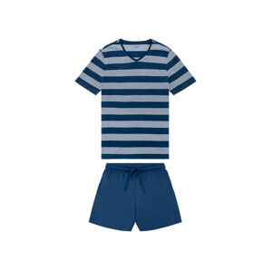 LIVERGY® Pánske krátke pyžamo BIO  (S (44/46), pruhy / navy modrá / biela)