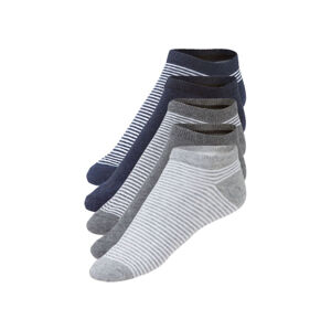 LIVERGY® Pánske členkové ponožky, 5 párov (39/42, pruhy / biela / šedá / navy modrá )