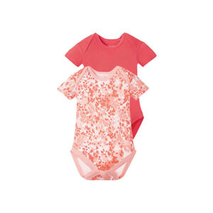 LUPILU® Dievčenské bavlnené body s krátkym rukávom pre bábätká BIO, 2 kusy  (86/92, vzor / koralová)