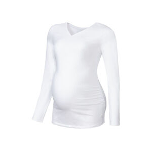 ESMARA® Dámske dlhé tehotenské tričko  (XS (32/34), biela)