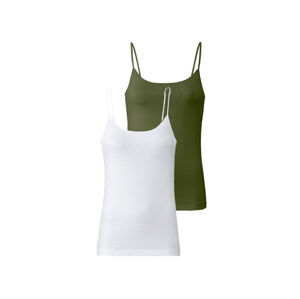 ESMARA® Dámsky top s úzkymi ramienkami, 2 kusy (L (44/46), biela/zelená)