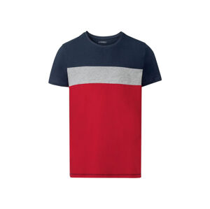 LIVERGY® Pánske bavlnené tričko  (S (44/46), navy modrá / červená)