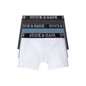 Stock&Hank Pánske boxerky, 3 kusy (S, modrá/biela/námornícka modrá)