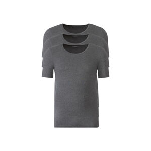 LIVERGY® Pánské spodné tričko XXL, 3 kusy (4XL, antracitová, okrúhly výstrih)