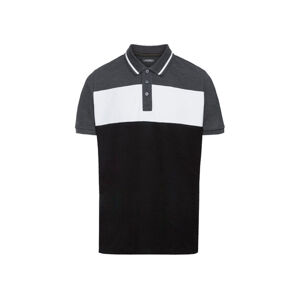 LIVERGY® Pánske polo tričko „Regular Fit“ (S (44/46), čierna/biela/šedá)