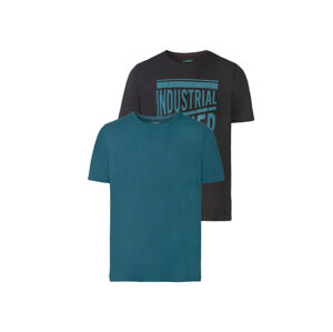LIVERGY® Pánske bavlnené tričko, 2 kusy (S (44/46), čierna / modrá)