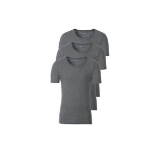 LIVERGY® Pánske bavlnené tričko, 3 kusy (S, šedá, okrúhly výstrih)