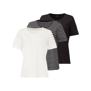 ESMARA® Dámske tričko, 3 kusy (XS (32/34), pruhy / čierna / biela)