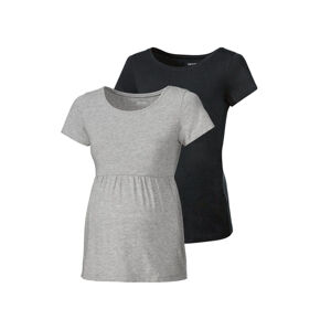 esmara Dámske tehotenské tričko BIO, 2 kusy  (XS (32/34), čierna/sivá)