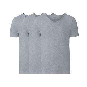 LIVERGY Pánske spodné tričko XXL, 3 kusy  (XXL, sivá, výstrih do V)