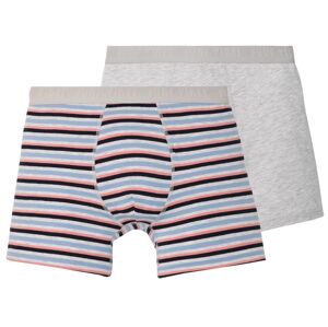 LIVERGY® Pánske boxerky, 2 kusy (M, pruhy / námornícka modrá / šedá)