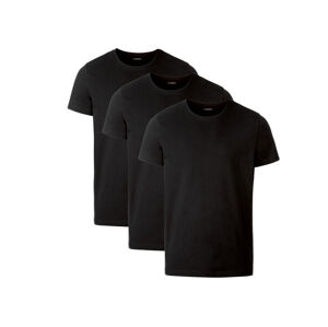 LIVERGY® Pánske bavlnené tričko, 3 kusy (S (44/46), čierna)