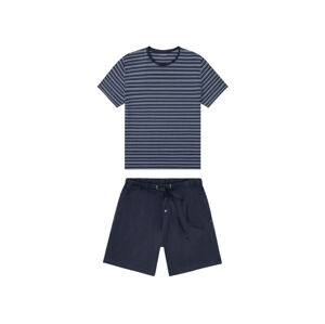 LIVERGY® Pánske krátke bavlnené pyžamo BIO (M (48/50), pruhy / modrá)