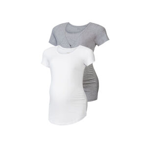 ESMARA® Dámske tehotenské tričko, 2 kusy  (XS (32/34), biela/sivá)