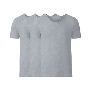 LIVERGY® Pánske spodné tričko XXL, 3 kusy  (XXL, sivá, okrúhly výstrih)