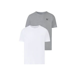 LIVERGY® Pánske bavlnené tričko, 2 kusy (S (44/46), šedá / biela)