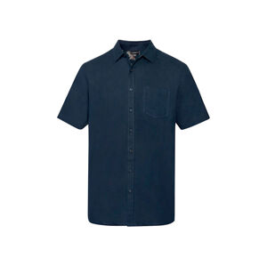 LIVERGY® Pánska ľanová košeľa s krátkym rukávom "Regular Fit"  (M (39/40), námornícka modrá)