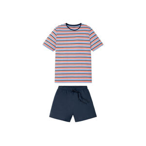 LIVERGY® Pánske krátke pyžamo  (M (48/50), pruhy / navy modrá / biela / oranžová )