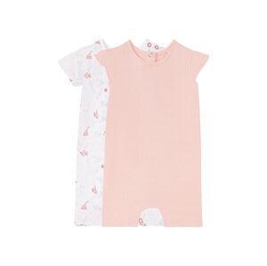 LUPILU® Dievčenské pyžamo pre bábätká BIO, 2 kusy (56, vzor / biela / bledoružová)