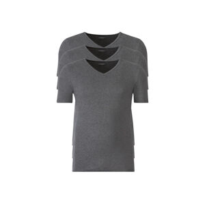 LIVERGY® Pánské spodné tričko XXL, 3 kusy (XXL, antracitová, výstrih v tvare „V“)