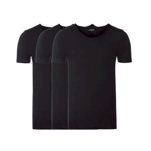 LIVERGY® Pánske spodné tričko XXL, 3 kusy  (XXL, čierna, okrúhly výstrih)