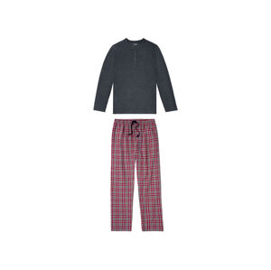 LIVERGY® Pánske pyžamo s flanelovými nohavicami (XL (56/58), károvaná navy modrá/červená)