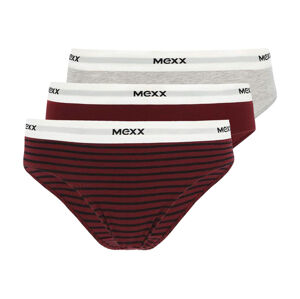 MEXX Dámske slipové nohavičky, 3 kusy (L, šedá/bordová/pruhy)