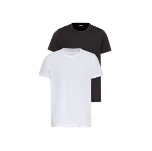 LIVERGY® Pánske tričko s vláknom COOLMAX® EcoMade, 2 kusy (XL (56/58), čierna / biela)