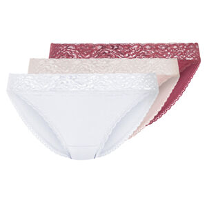 esmara® Dámske nohavičky s čipkou, 3 kusy (XL (48/50), červená/ružová/biela)
