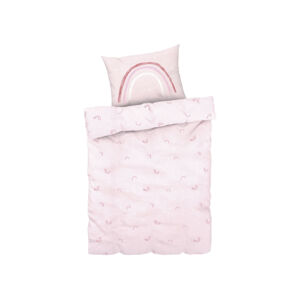 LIVARNO home Detská bavlnená posteľná bielizeň svietiaca v tme, 140 x 200 cm (ružová/dúha)