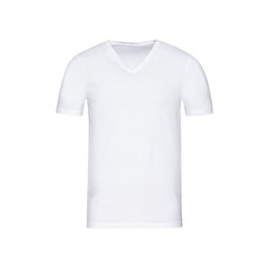 LIVERGY Pánske tričko (M, biela, výstrih v tvare „V“)