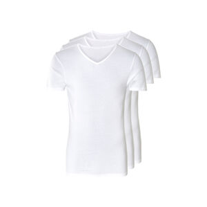LIVERGY® Pánske spodné tričko, 3 kusy (S, výstrih v tvare „V“, biela)