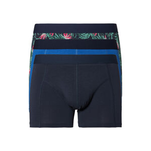 LIVERGY® Pánske boxerky, 3 kusy (S, námornícka modrá/vzor/modrá)