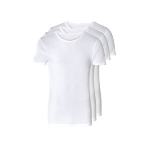 LIVERGY® Pánske spodné tričko, 3 kusy (S, okrúhly výstrih, biela)