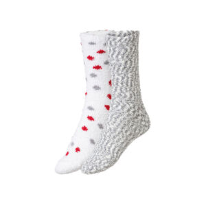 esmara Dámske ponožky, 2 páry (39/42, biela/sivá/bodky)