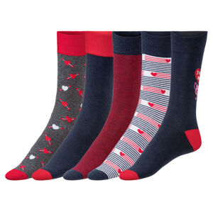 LIVERGY Pánske ponožky, 5 párov (39/42, vzor/sivá/červená/modrá/biela)