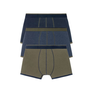 LIVERGY® Pánske boxerky, 3 kusy (L, námornícka modrá/zelená)