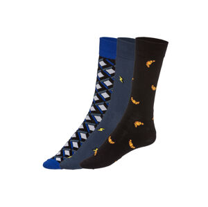 LIVERGY® Pánske ponožky, 3 páry (43/46, vzor/námornícka modrá/sivá)