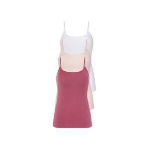 esmara® Dámsky top s úzkymi ramienkami, 3 kusy (XL (48/50), biela/ružová/červená)