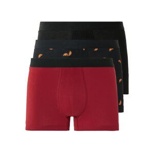 LIVERGY® Pánske boxerky, 3 kusy (M, croissanty/čierna/červená)