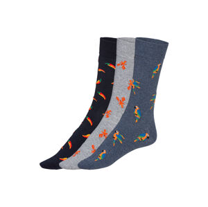 LIVERGY® Pánske ponožky, 3 páry (43/46, vzor/modrá/čierna)