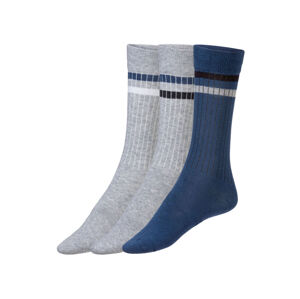 LIVERGY® Pánske ponožky, 3 páry (43/46, sivá/navy modrá)