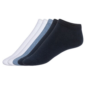 LIVERGY® Pánske členkové ponožky, 5 párov (43/46, biela/modrá/námornícka modrá)